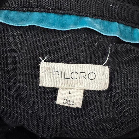 Pilcro Sequins Shirt Large Black Button Front Long Sleeve Party Holiday TP-3556 - Picture 8 of 10